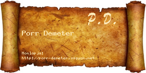 Porr Demeter névjegykártya